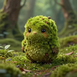 a highly detailed digital painting of a tiny cute mossy forest creature by bobby chiu, trending on artstation, octane render, 4 k, unreal 5, macro photography, goro fujita