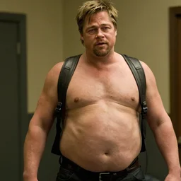 film still of Brad Pitt as fat Robert Paulson!!!! in Fight Club