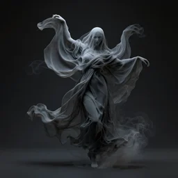 mid shot render of an ethereal ghostlike model fluid simulation in houdini dancing in dark smoke like robes and silk veils by ilm, paolo roversi, nick knight, gill elvgren, beautiful futuristic simplified form distorted by turbulent movement, dark studio background, deep color, trending on artstation, hyperrealism, matte painting, dutch golden age, very fine detail, zbrush central