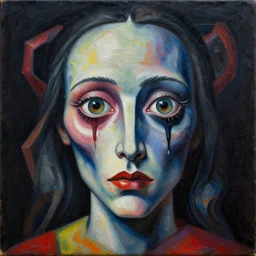 nightmare fuel by pablo picasso, oil on canvas, hdr, high detail, photo realistic, hyperrealism, matte finish, high contrast, 3 d depth, centered, intricate masterpiece, vivid and vibrant colors, enhanced light effect, enhanced eye detail, artstationhd