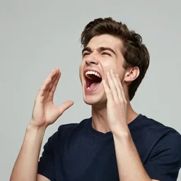 handsome, screaming male human