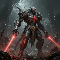 futuristic mutant with lasers eldenring boss. fromsoftware, dark souls, eldenring, screenshot, extremely detailed, insanely detailed, realistic, zbrush, horror, bloodbourne