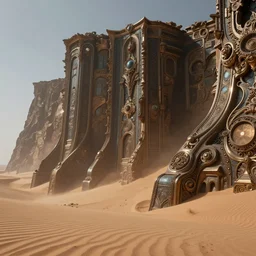 the aquatic cliffs of the great sand sea, surrealism!!!!, details, scifi, dark fantasy, intricate, decadent, ornate, highly detailed, digital painting, octane render, ray tracing reflections, 8 k, artstation, concept art, smooth, sharp focus, illustration, art by artgerm, loish, by wlop