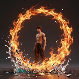Dreamt in 9.15s for @matthew_h_k's  arcs of flame, water splashes, shards of mercury, dramatic lighting, secret cypher, red flowers, solar flares, intricate art by artgerm and alphonse mucha and greg rutkowski