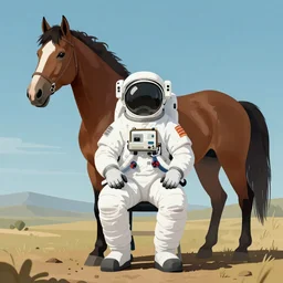 sitting astronaut under the horse, artstation