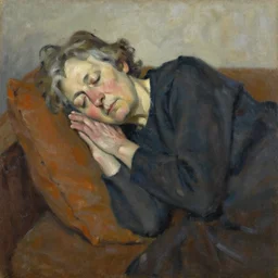 Oil painting Portrait of a old Woman sleeping, by Lucian Freud, Abstract brush strokes, Masterpiece