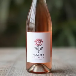 adam's friendly rose, friendly modern design label, pink wine, manly