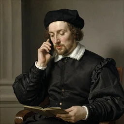 man on a cell phone, by Hans Holbein the Younger