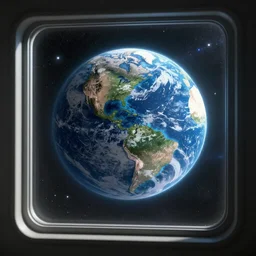 planet earth through a window in space, digital art