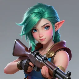portrait of caitlyn, from league of legends, holding a rifle, hyper detailed, clear face, cute eyes, digital painting, trending in artstation, studio quality, smooth render, fluorescent skin, unreal engine 5 rendered, octane rendered, art style by jules bastien - lepage and gaston bussiere and sleepy sheep and wlop and james christensen