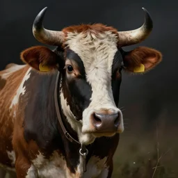 portrait of a anthropomorphic guerrilla cow by Justin Gerard, epic composition, cinematic shot ,