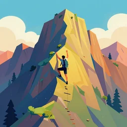climb mountain concept art vibrant colors illustration trending on artstation