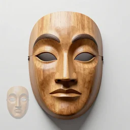 wooden mask design, character sheet, Greg Rutkowski, Zabrocki, Karlkka, Jayison Devadas, trending on Artstation, 8K, ultra wide angle, zenith view, pincushion lens effect