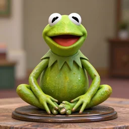 a bronze statue of Kermit the Frog, professional photography, 4k