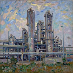 chemical plant, painting by Monet