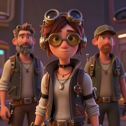 lofi steampunk portrait pixar style by Jonathan Yeo and Tom Bagshaw and Joe Fenton