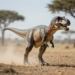 award winning photo by saul leiter of a desaturated dinosaur in the savannah, motion blur, dusty, tiny gaussian blur, insanely detailed, insanely intricate, depth of field, low contrast, sunny, wide aperture, action photography