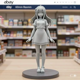 Image on the store website, eBay, 80mm Resin figure model of a girl with pistol.