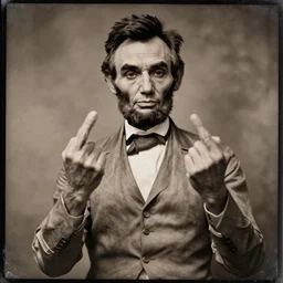 sexy, shirtless Abraham Lincoln makes finger guns towards the camera, tintype photo, 4k, detailed