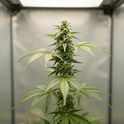picture of single marijuana plant taken inside grow tent, photography, 4 k,