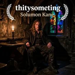 thirtysomething, enigmatic Solomon Kane (James Purefoy) sits in a dark medieval inn. dark shadows, colorful, candle light,  law contrasts, fantasy concept art by Jakub Rozalski, Jan Matejko, and J.Dickenson