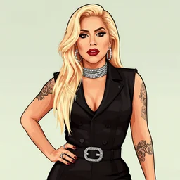 lady gaga in gta v, cover art by stephen bliss, vector art, detailed, artstation, no text