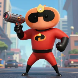 syndrome incredibles holding the gmod physgun dynamic pose 4 k deviantart fanart cinematic shot