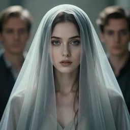 portrait of a stunningly beautiful ghostly haunting female with a veil in soft light, depth of field, zeiss lens, detailed, symmetrical, centered, fashion photoshoot, by annie leibovitz and steve mccurry, david lazar, jimmy nelsson, breathtaking, 8 k resolution, extremely detailed, beautiful, establishing shot, artistic, hyperrealistic, beautiful face, octane render