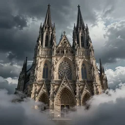 a gothic cathedral in the clouds high quality, dramatic realistic digital painting artem demura