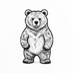 tattoo sample stencil. pencil line drawing, black and white, bear