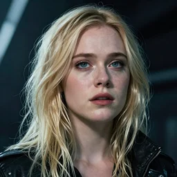 ultra realistic head and shoulders masterpiece of elle fanning in blade runner 2 0 4 9, art by frank frazetta, 4 k, ultra realistic, highly detailed, epic lighting