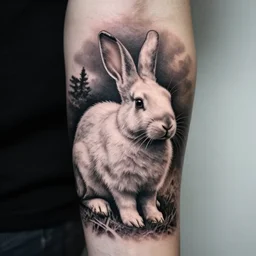 a tattoo of a white rabbit