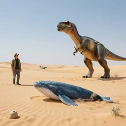 🐋🦖🤖🐉👽🐳 in desert, photography by bussiere rutkowski andreas roch