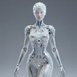 full body detailed, ethereal, biomechanical, covered in diamonds and other gems glowing, highly detailed face, elegant posed, intricate, extremy detailed, beeple, cgsociety, 3 d unreal engine octane render. cinematic lighting, highly detailed 4 k art