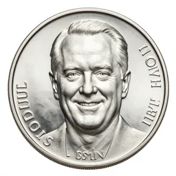 silver coin with grinning Anthony Hopkins