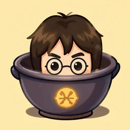 a pot with harry potter face, digital illustration, in the style of greg rutkowski