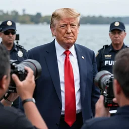 Donald Trump being arrest at Mara Lago by the FBI, award winning photograph, journalist, zoom lens