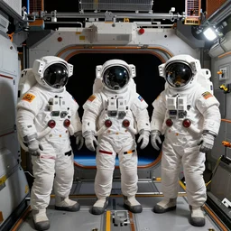 astronauts inside the international space station wearing costumes during halloween