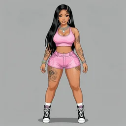 “A full body anime illustration of Niki Minaj”