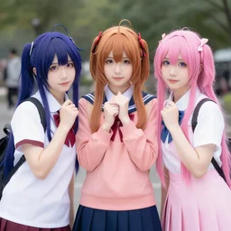 cute girls cosplay as anime girls beautiful