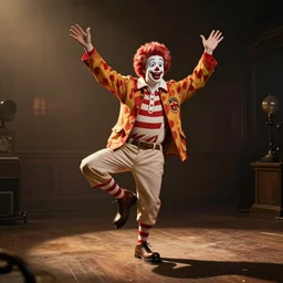 ronald mcdonald dancing in a chicken battery.