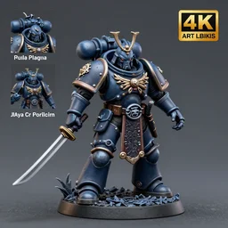 8 0 mm resin detailed miniature of a warhammer 4 0 k cyborg samurai with katana, product introduction photos, 4 k, full body