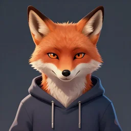a portrait of an anthropomorphic fox wearing a hoodie, symmetrical facial features, symmetrical proportions, league of legends, concept art, illustration, artstation