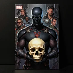 killmonger holding a human skull, dim light, front game card, marvel comics, dark, intricate, highly detailed, smooth, artstation, digital illustration by ruan jia and mandy jurgens and artgerm and wayne barlowe and greg rutkowski and tooth wu