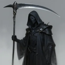 a portrait of a cyberpunk grim reaper holding a scythe, fantasy, elegant, digital painting, artstation, concept art, matte, sharp focus, illustration, art by josan gonzalez