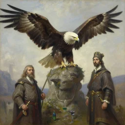 eagle wizardry, oil on canvas, by jeffrey catherine jones and enki bilal and winslow homer