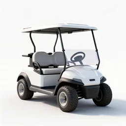 futuristic golf cart, stylized 3d render, isolated on a pure white background, centered, entire object in frame, sharp focus, soft studio lighting