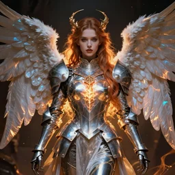 Angel knight gothic girl. By Konstantin Razumov, Fractal flame, chiaroscuro, holographic, highly detailded