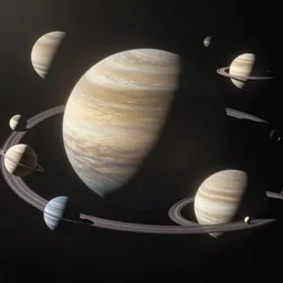 all the planets around the sun, cinimatic, streampunk