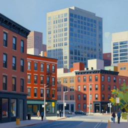 city of boston buildings, painted by piet mondrian, digital painting, 4 k